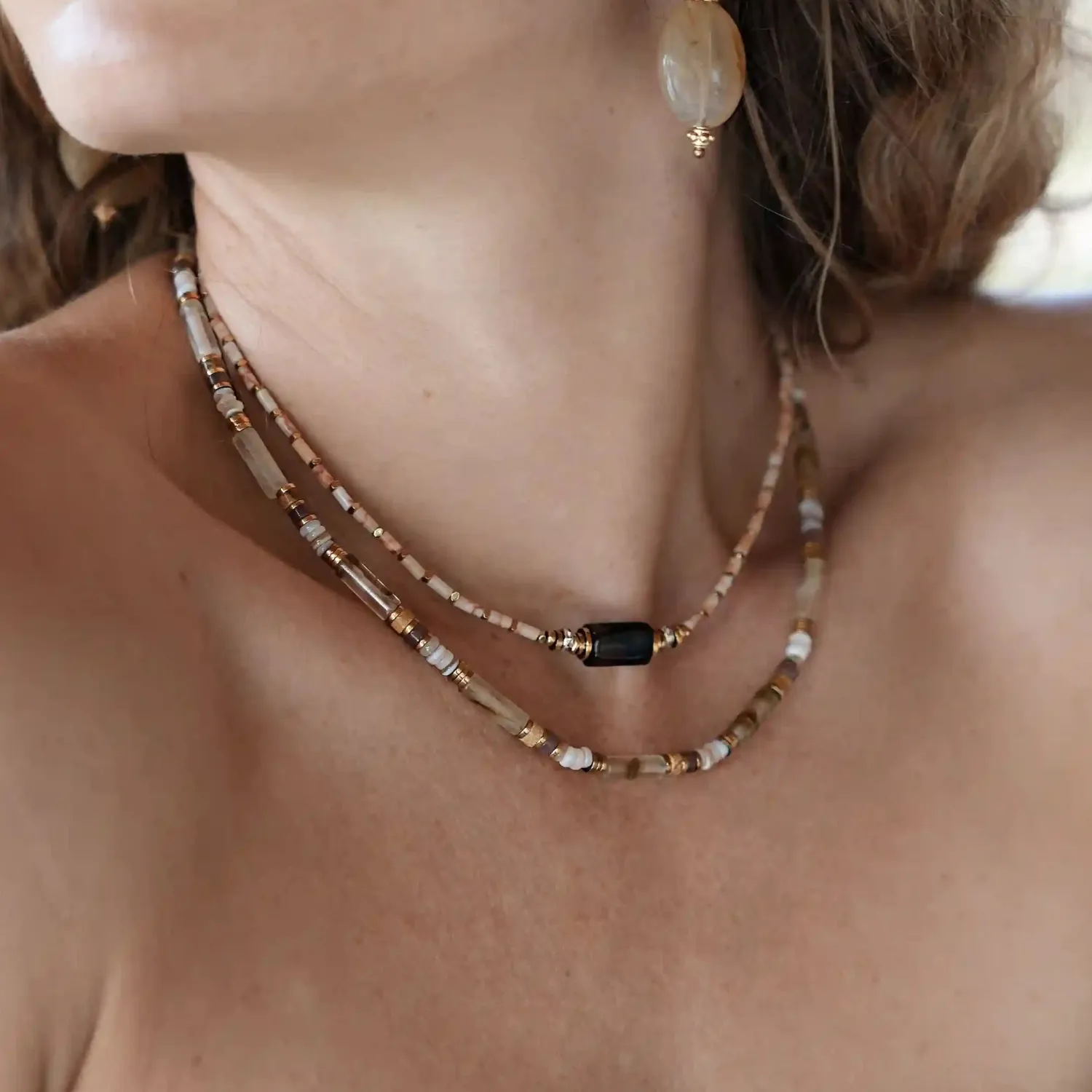 Cloralys Alma collier pierres watermelon 40 cm