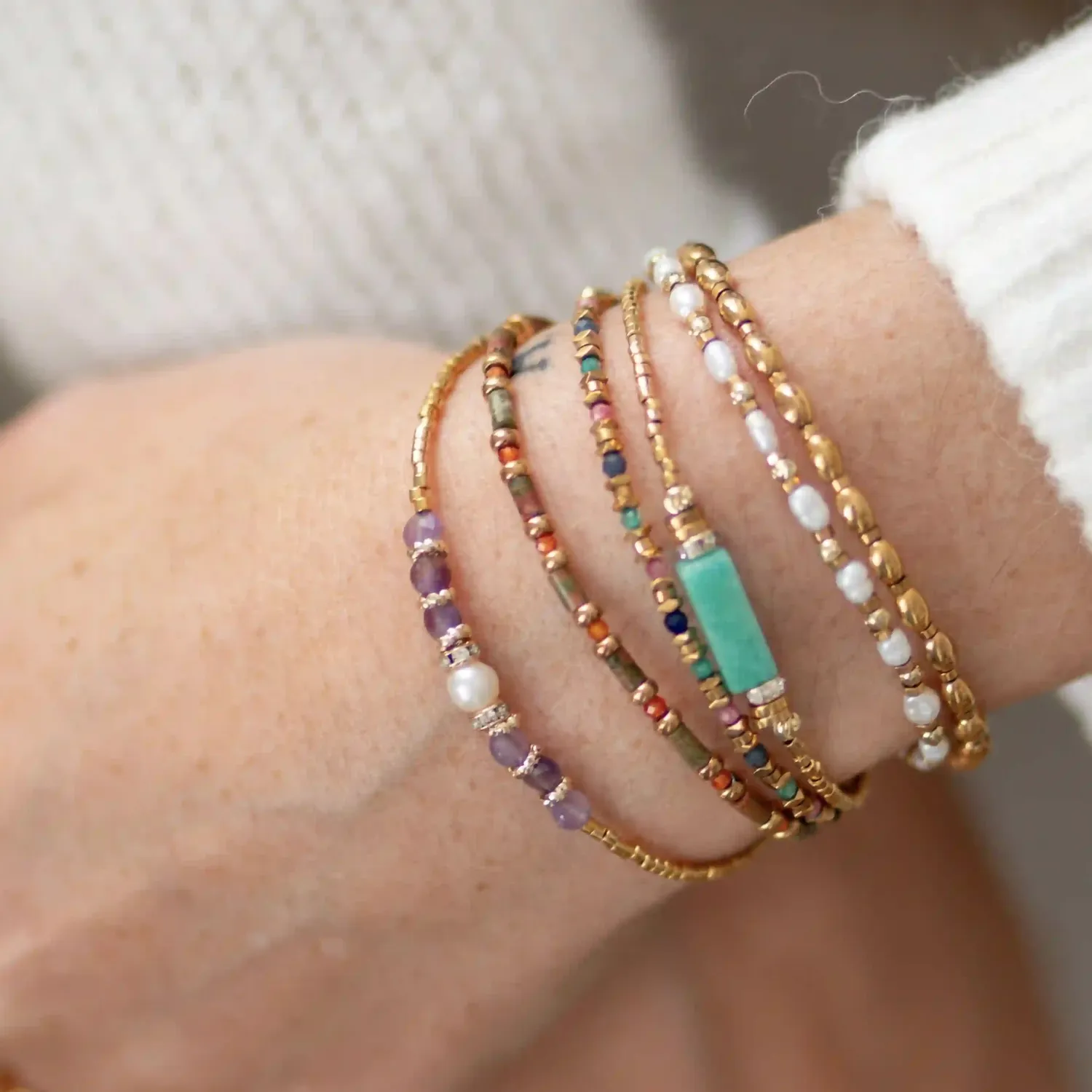 Cloralys Avery kaki bracelet jade vert 15 cm