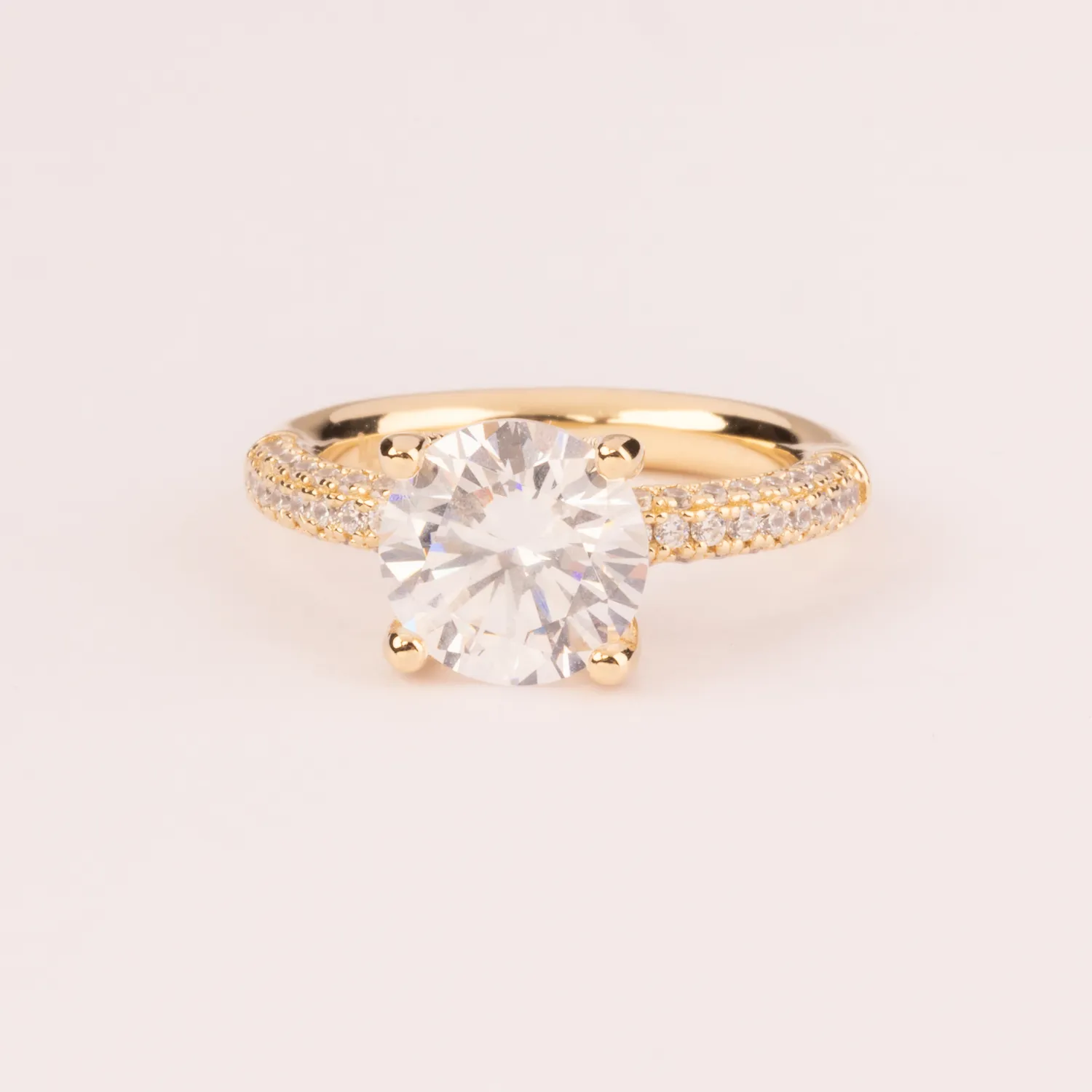 Ultima Edizione bague solitaire 9 mm tige zircons blanc
