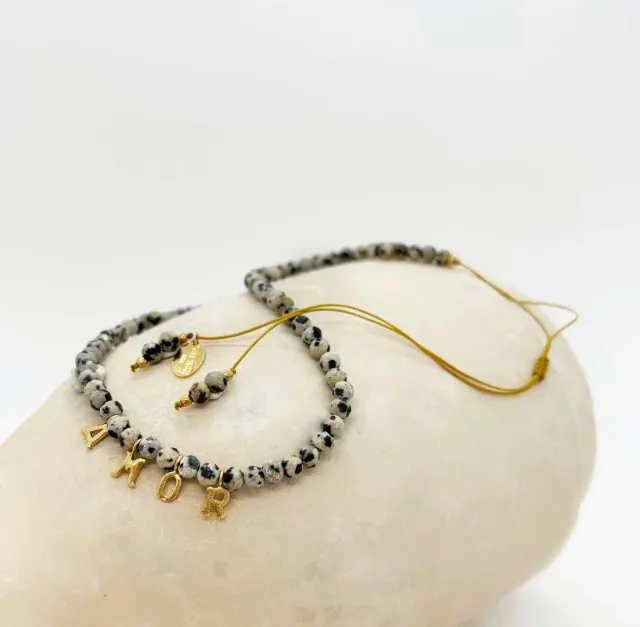 Elise Tsikis Ciarly collier cordon jaspe dalmatien