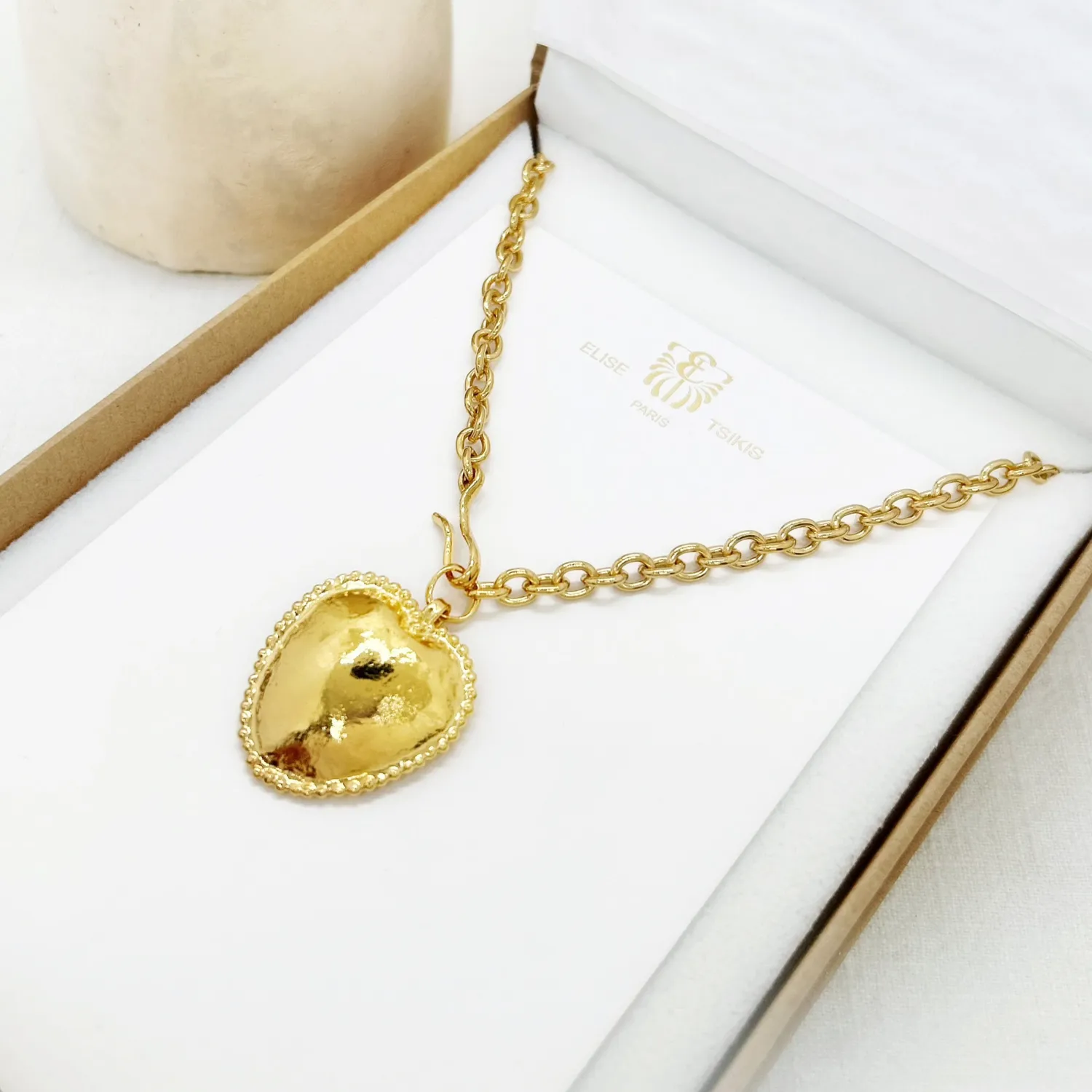 Elise Tsikis Ana collier cœur maille forçat 46,5 cm