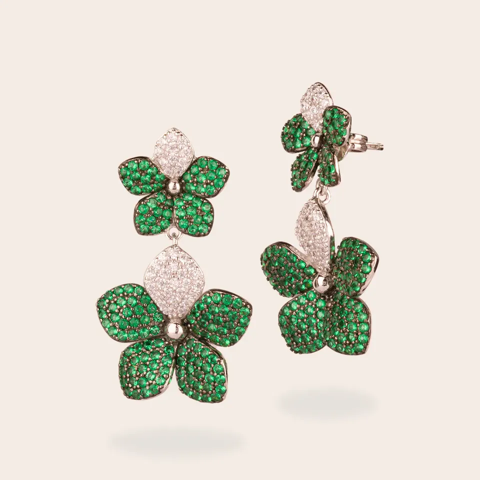 Ultima Edizione doppio fiore pavé boucles fleurs zircon