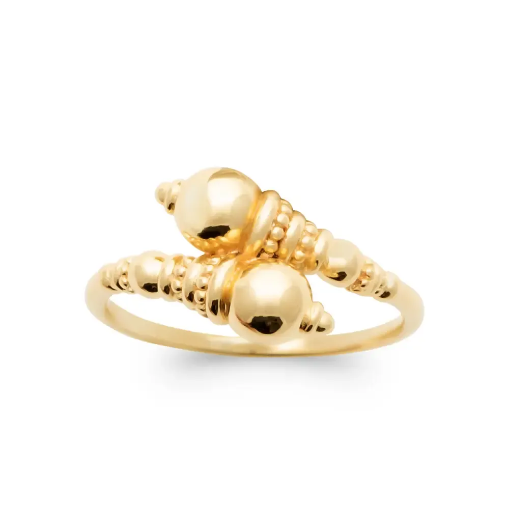Oriana France bague boule sonnette bague plaqué or perlé