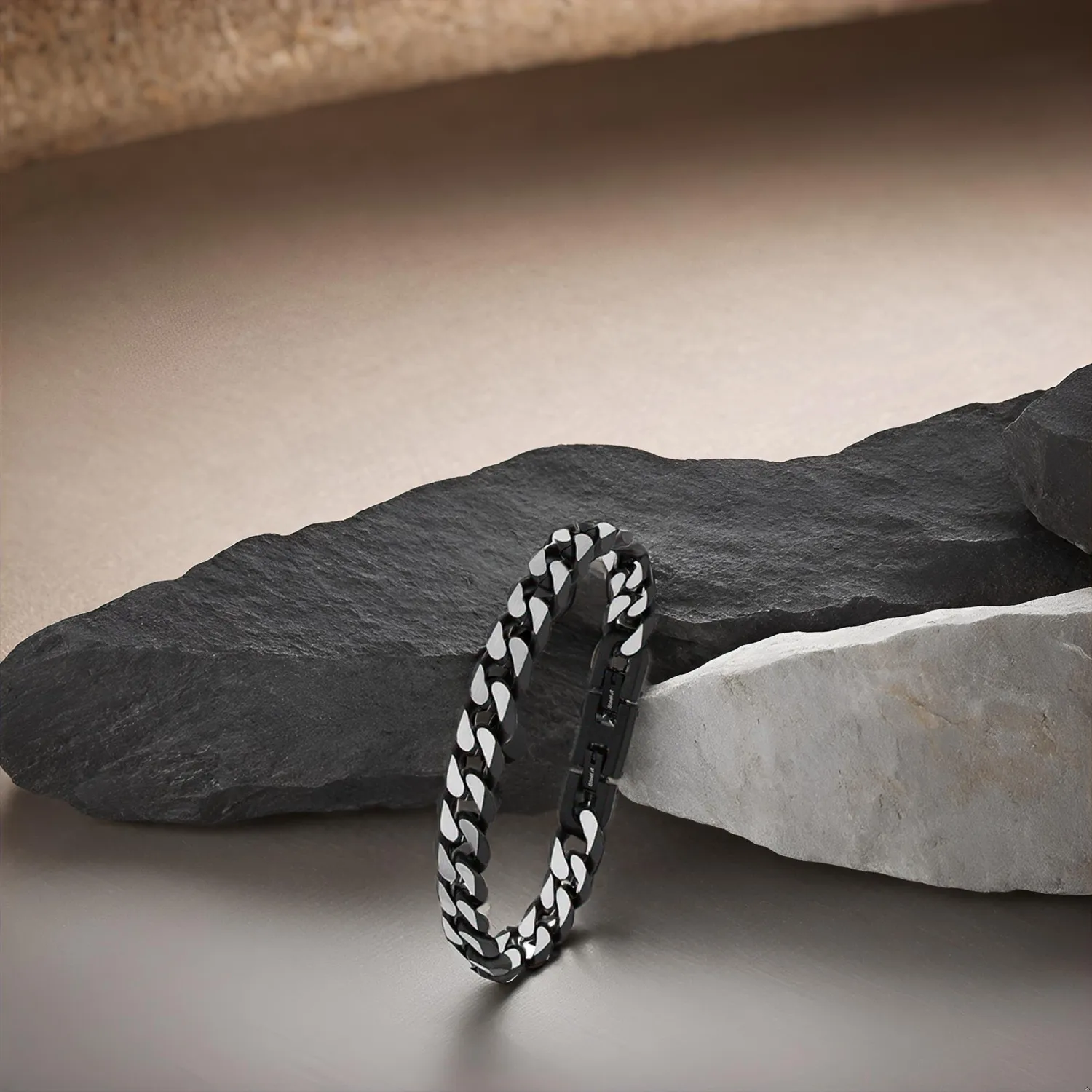 s.Oliver bracelet homme noir acier moderne