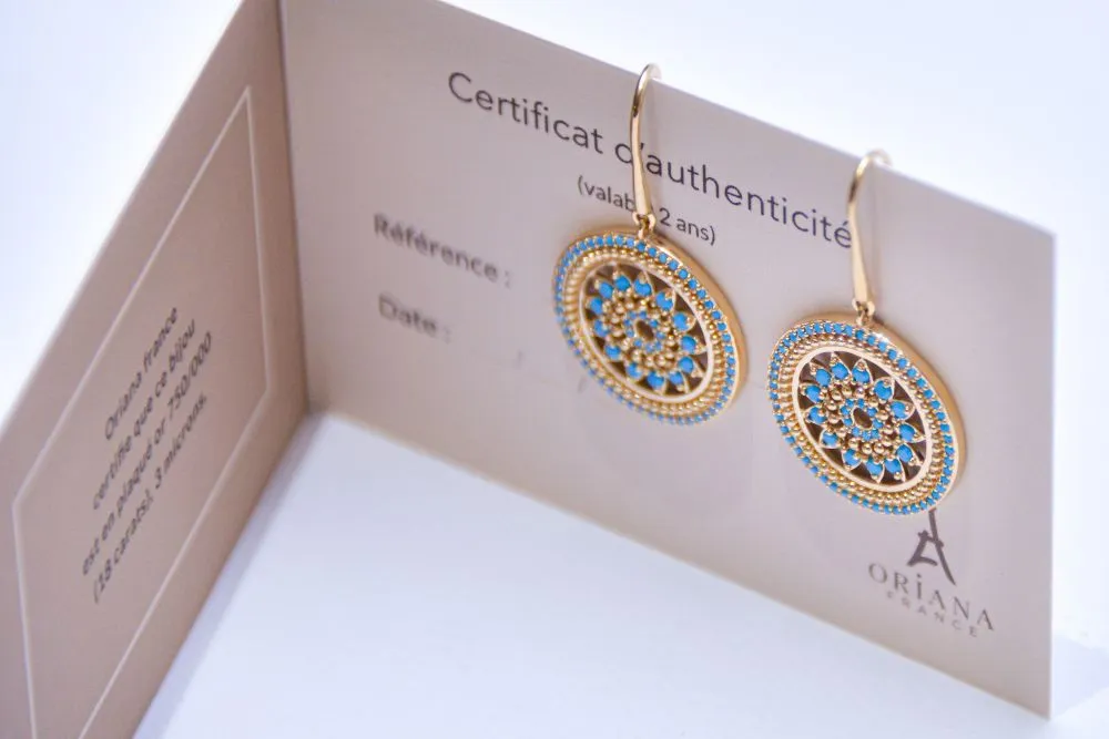 Oriana France boucles pendantes chaîne plaqué or