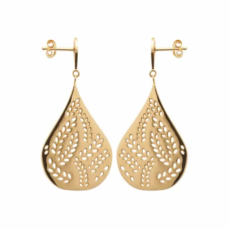 Oriana France boucles pendantes grande goutte plaqué or