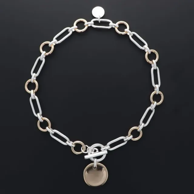 Secret de Cuir N°1631 collier bicolore argent doré