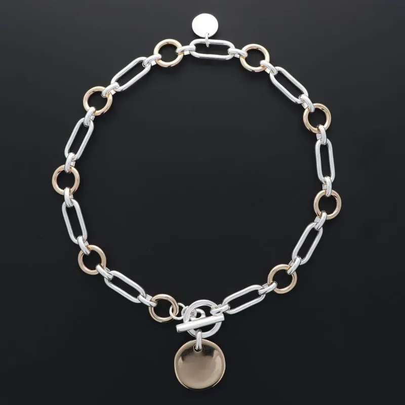 Secret de Cuir N°1631 collier bicolore argent doré