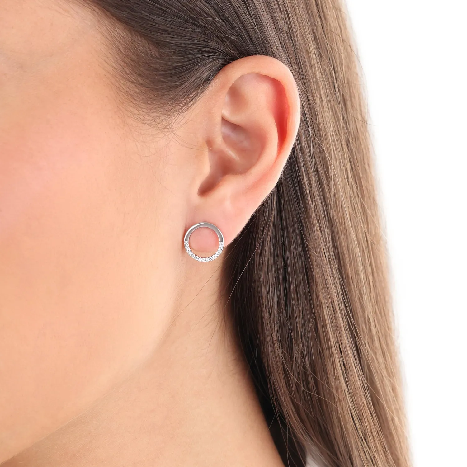 s.Oliver boucles argent zirconia demi-cercle 12 mm