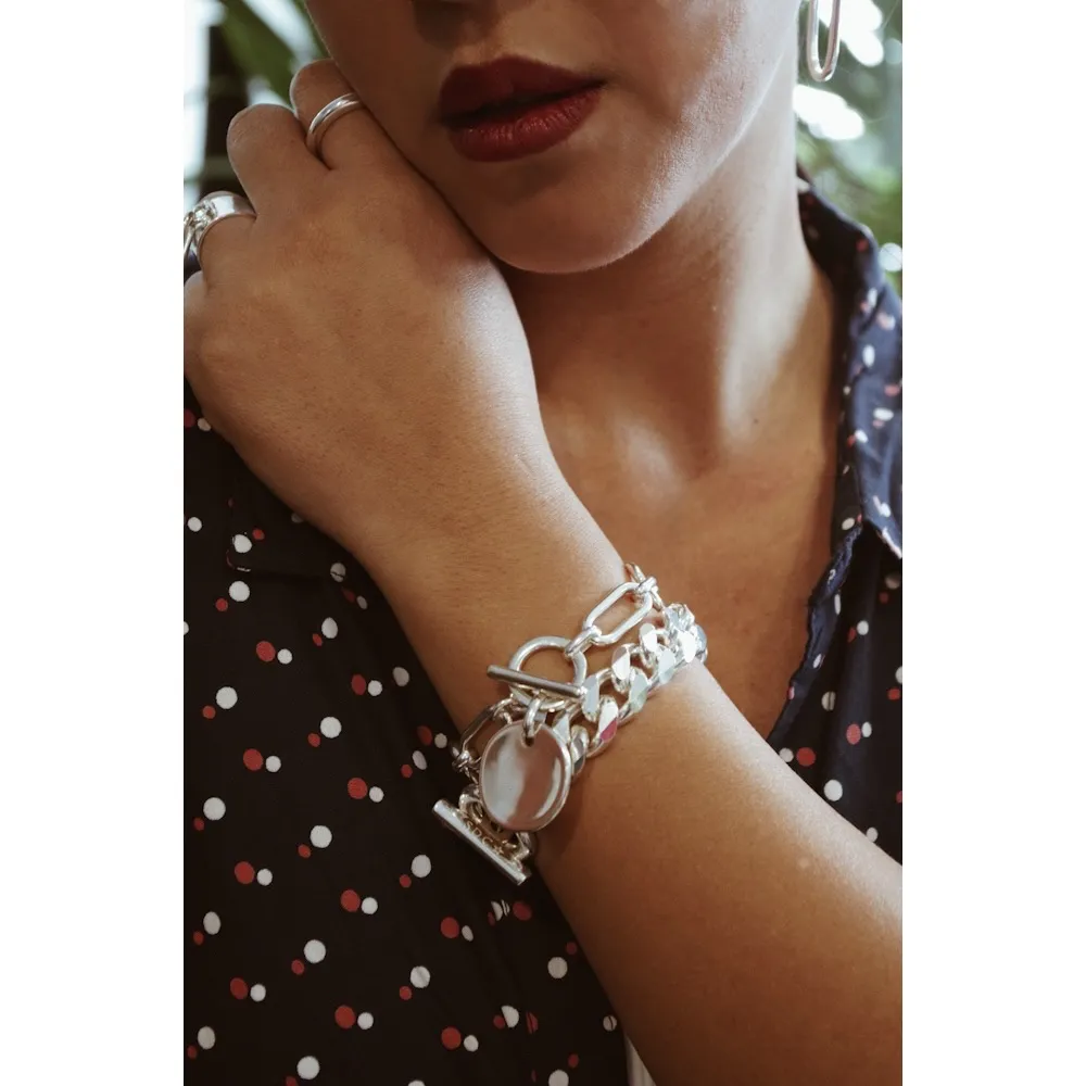 Secret de Cuir N°381 bracelet pastille plaqué argent 20 microns