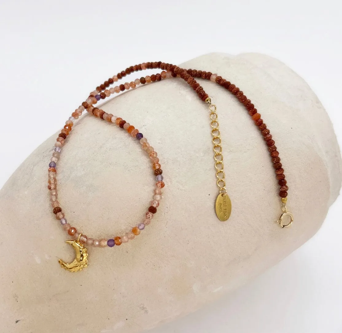 Elise Tsikis Songe collier lune perles femme 42 cm