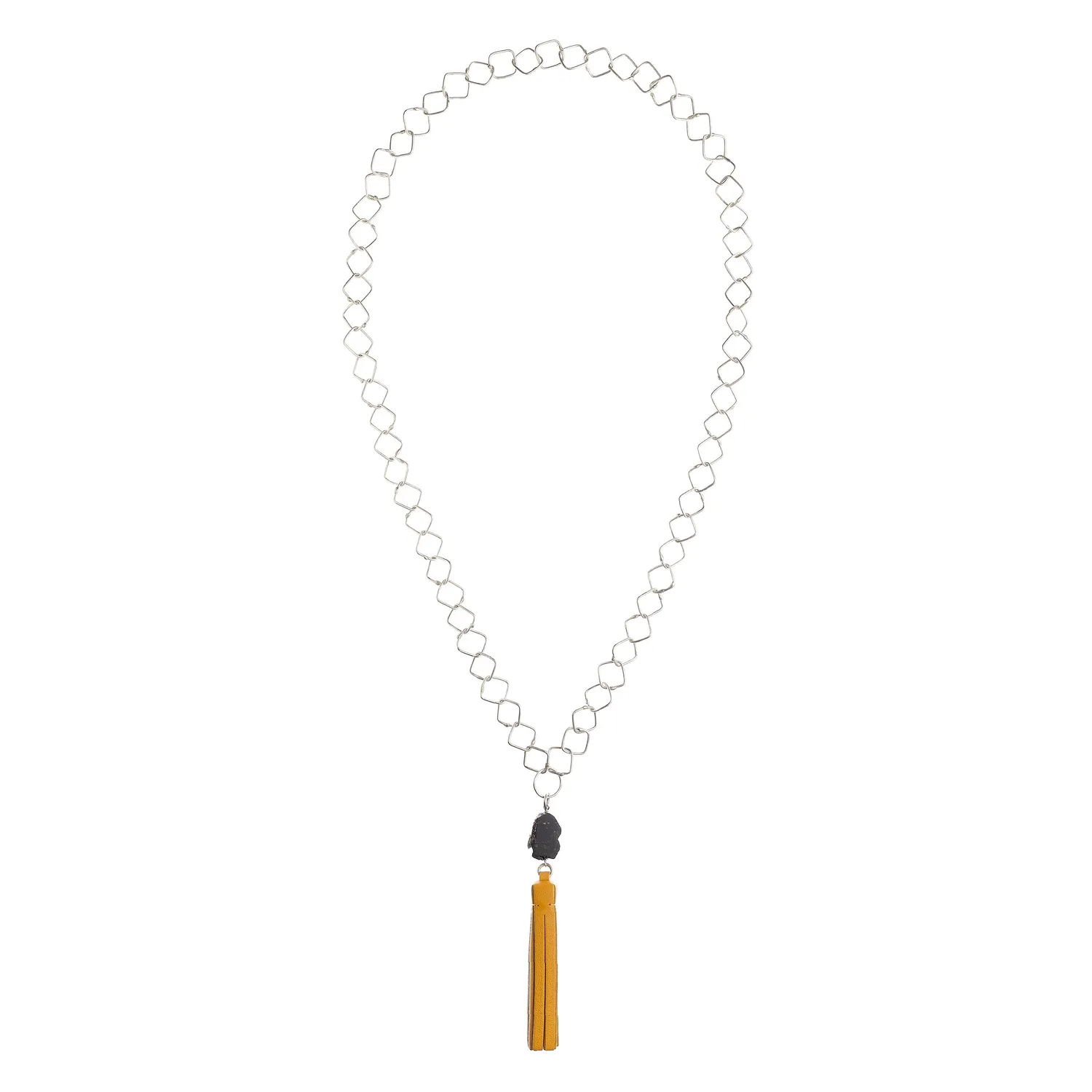 Lorella Tamberi Tassel Square collier cuir miel 92 cm