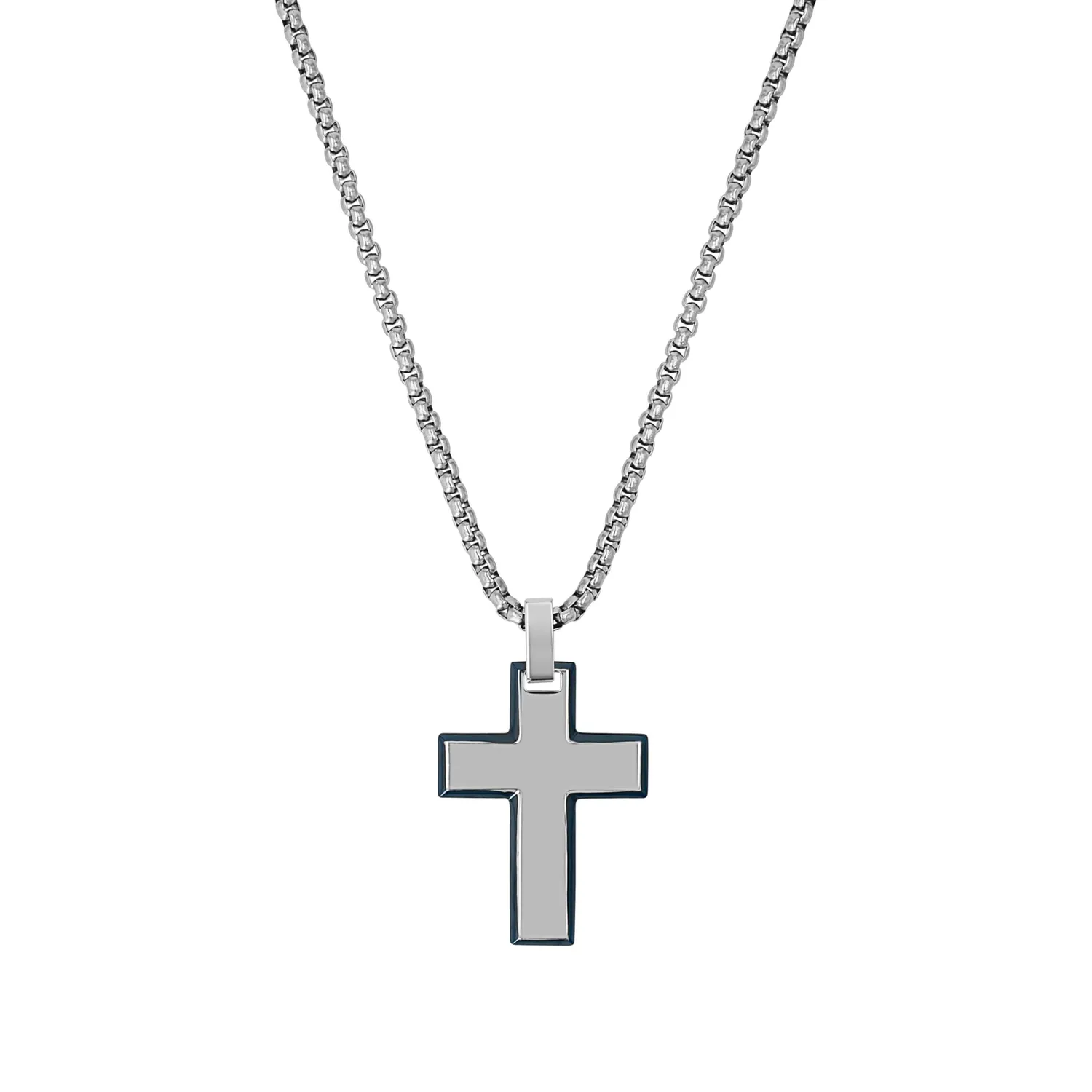 s.Oliver collier homme croix noire acier classique