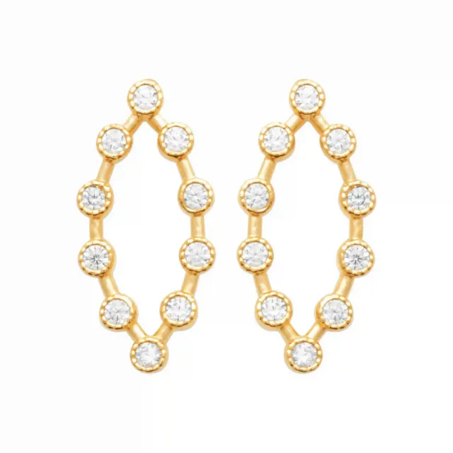 Oriana France ovales boucles d'oreilles plaqué or diamants