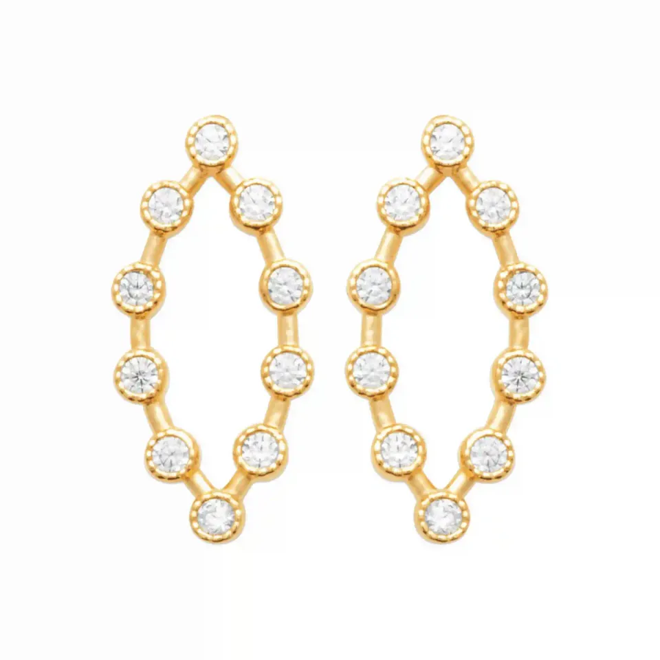Oriana France ovales boucles d'oreilles plaqué or diamants