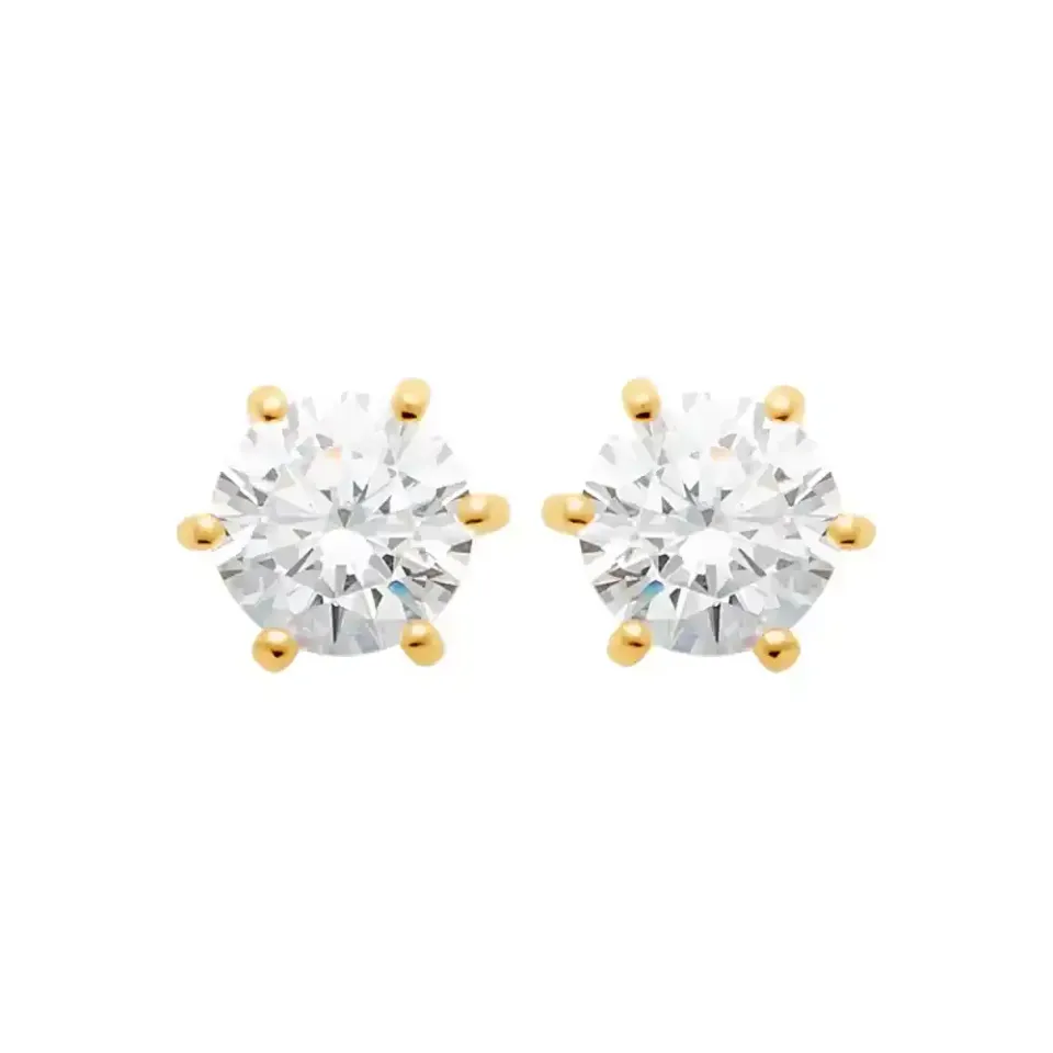 Oriana France zircon clous d'oreilles plaqué or