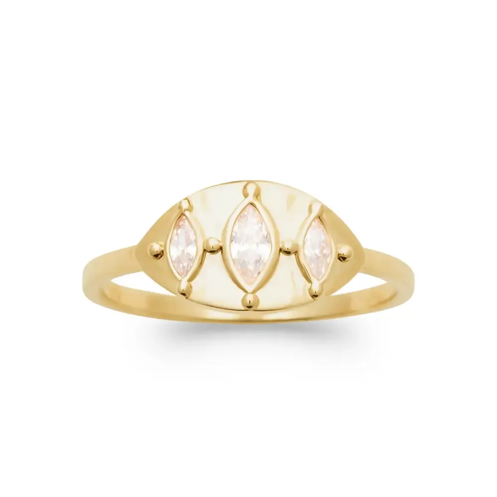 Oriana France losange bague plaqué or 3 zircons