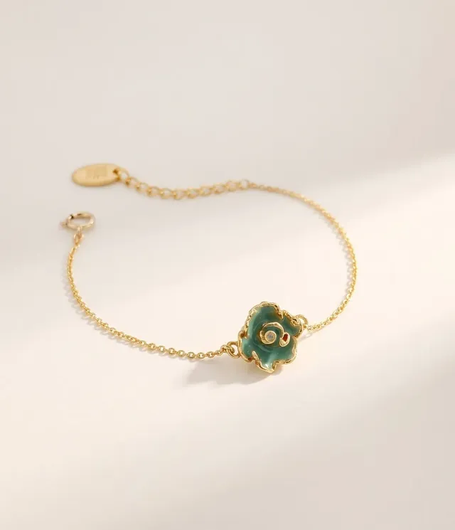 Elise Tsikis Ermioni bracelet chaîne fleur émaillée