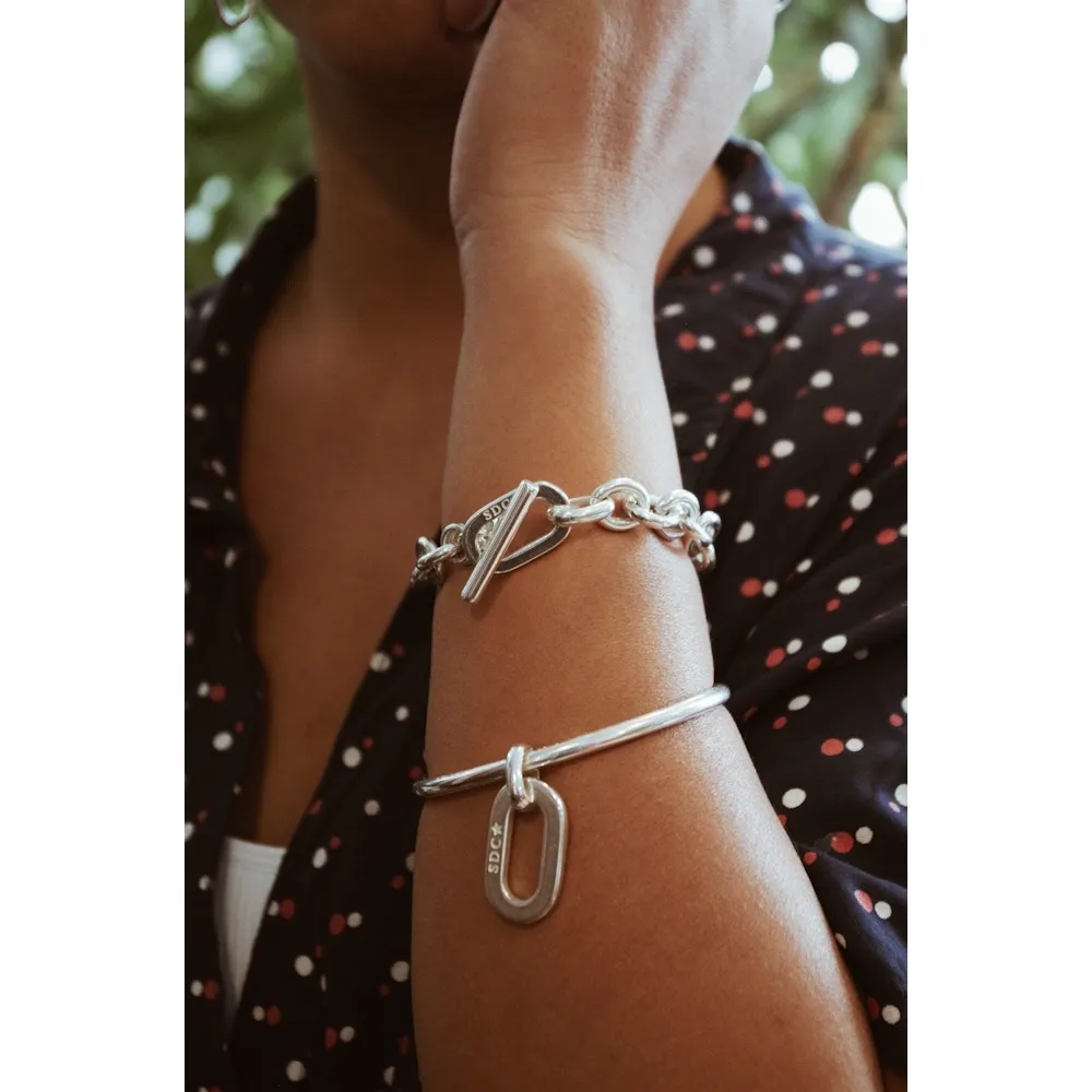Secret de Cuir N°1012 jonc ovale plat plaqué argent
