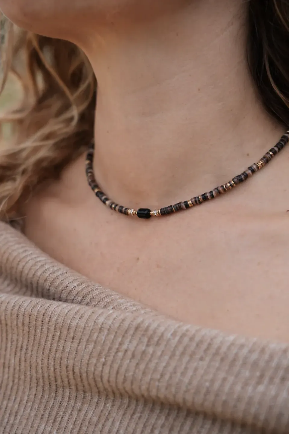 Cloralys Lonnie collier agate Afrique hématite