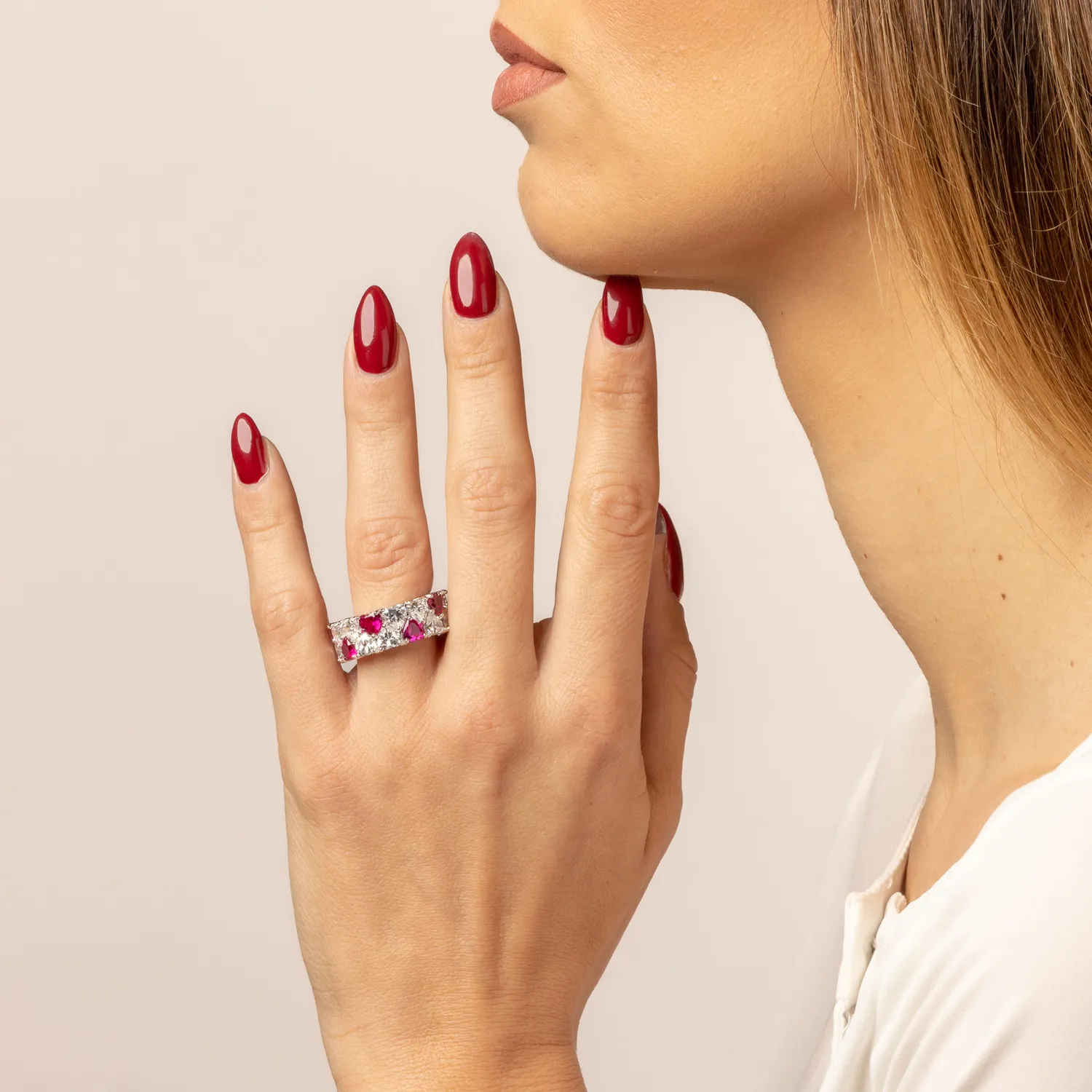 Ultima Edizione Double Cœurs bague large colorée