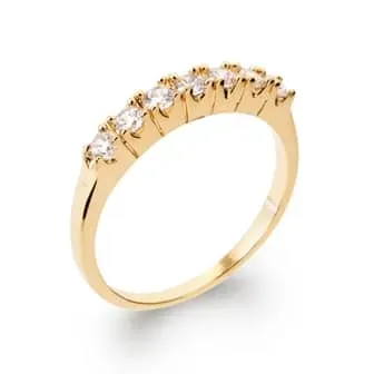 Oriana France fine 7 zircons bague plaqué or blanche