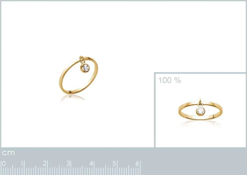 Oriana France bague breloque zircon plaqué or fine