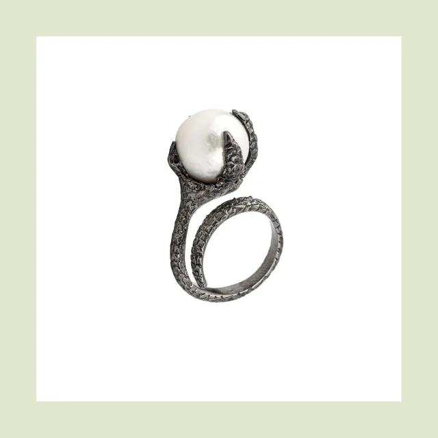 Lorella Tamberi Canal Artemis Talon bague perle taille 12 argent