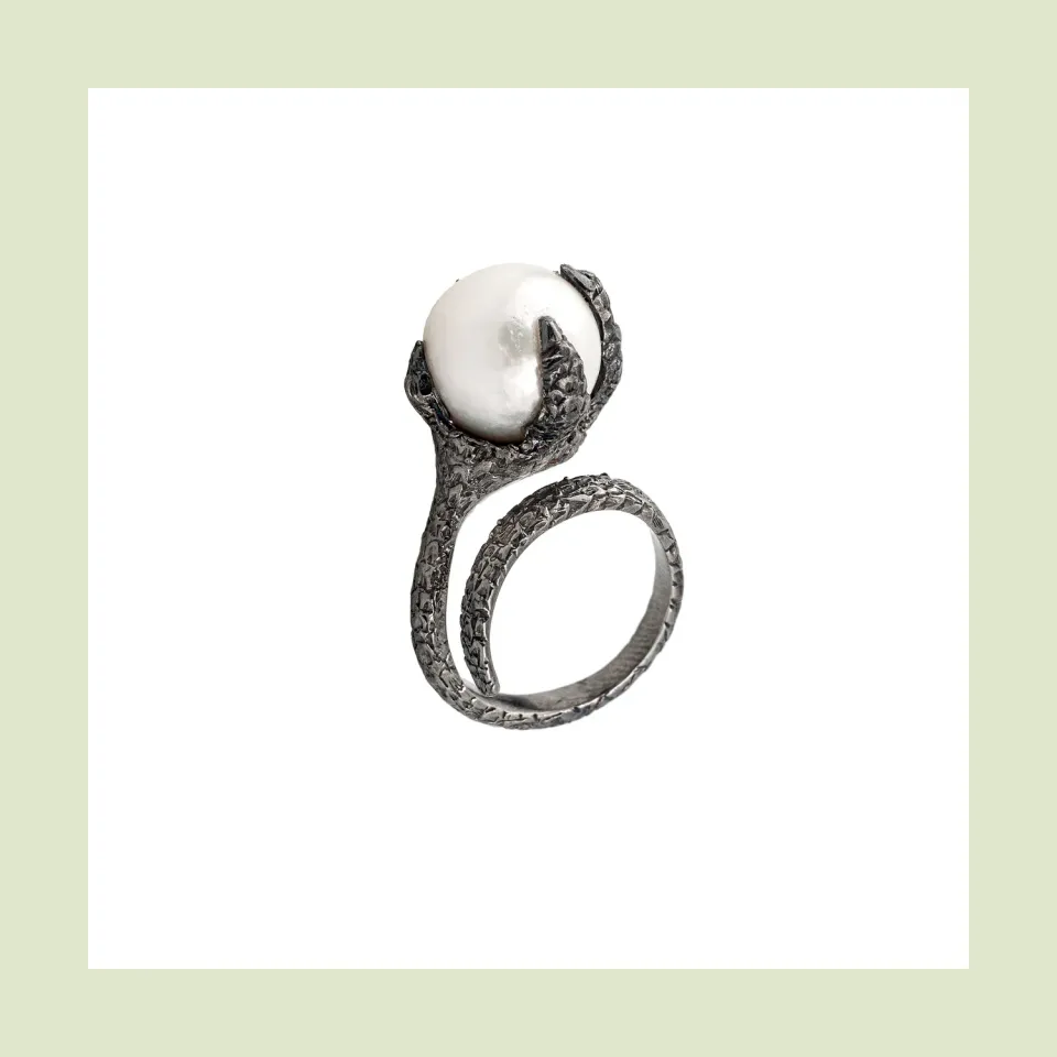 Lorella Tamberi Canal Artemis Talon bague perle taille 12 argent