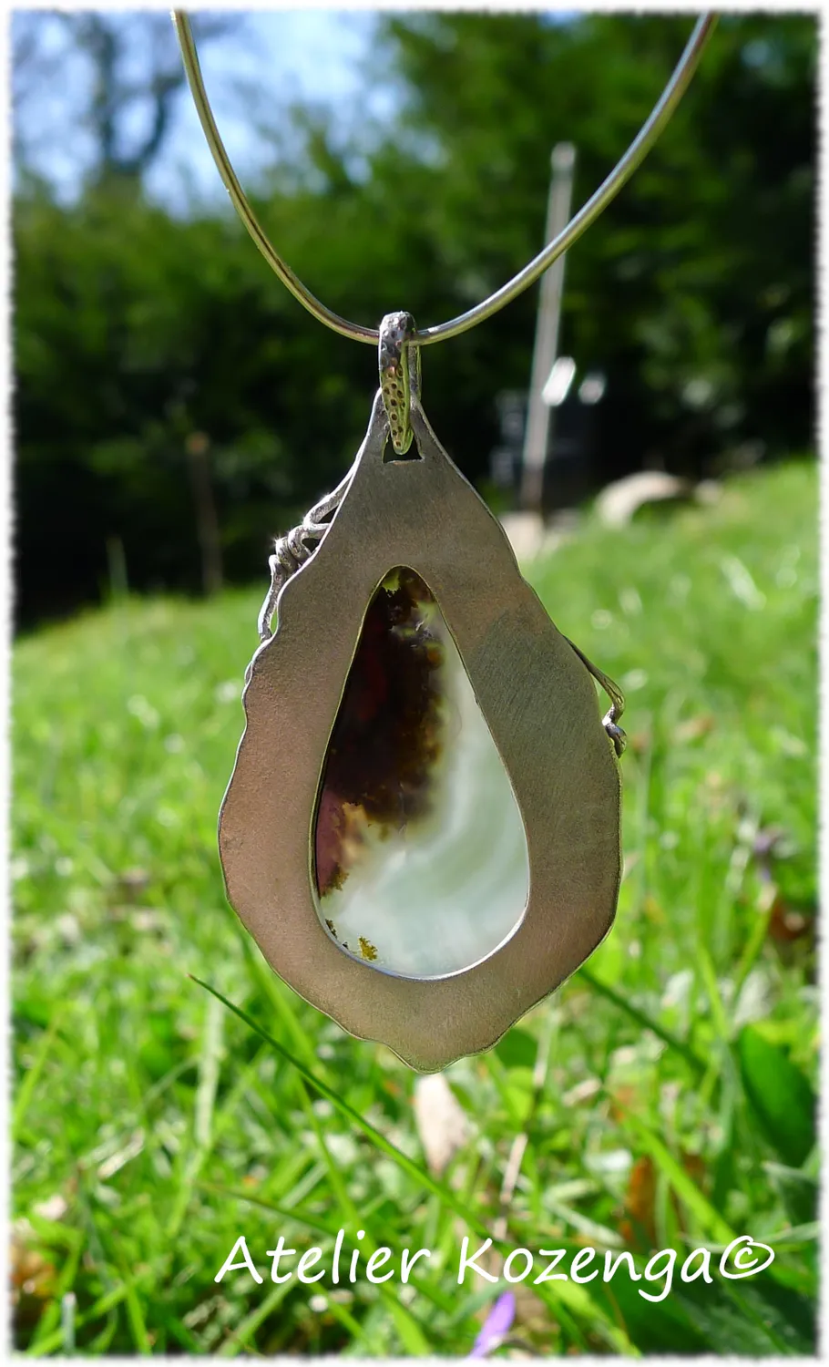 L'Atelier Kozenga Kohara pendentif argent calcédoine