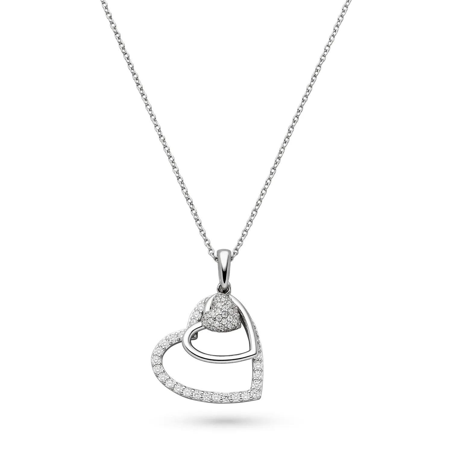 s.Oliver Collier Femme Double Cœur Argent Doppel Herz