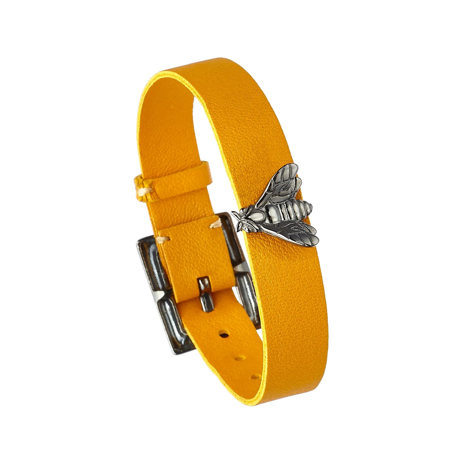 Lorella Tamberi Canal Bee Queen Single Bee bracelet cuir miel