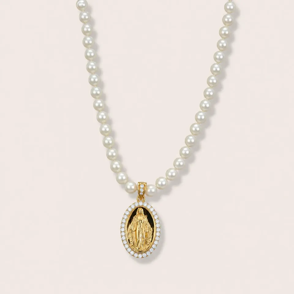 Ultima Edizione collier perles blanches zircons central