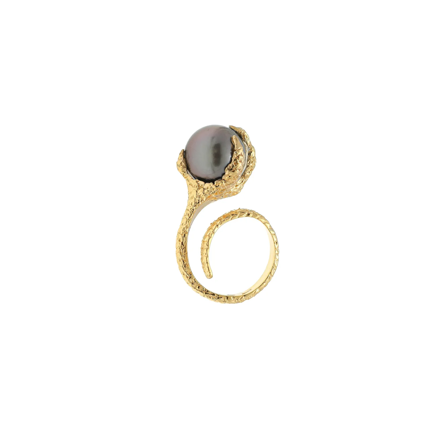 Lorella Tamberi Canal Artemis Talon Ring with Tahitian Pearl bague dorée