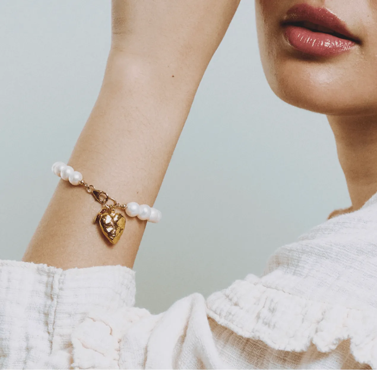 Elise Tsikis Cernassa bracelet perles coeur 18 cm