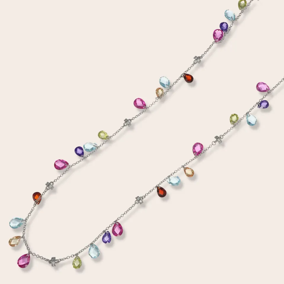 Ultima Edizione collier long gouttes multicolores fantaisie
