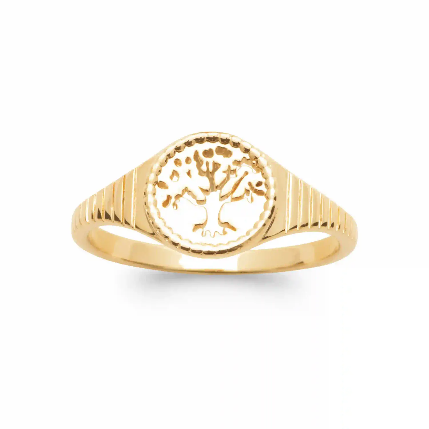 Oriana France chevalière arbre de vie plaqué or 18 carats