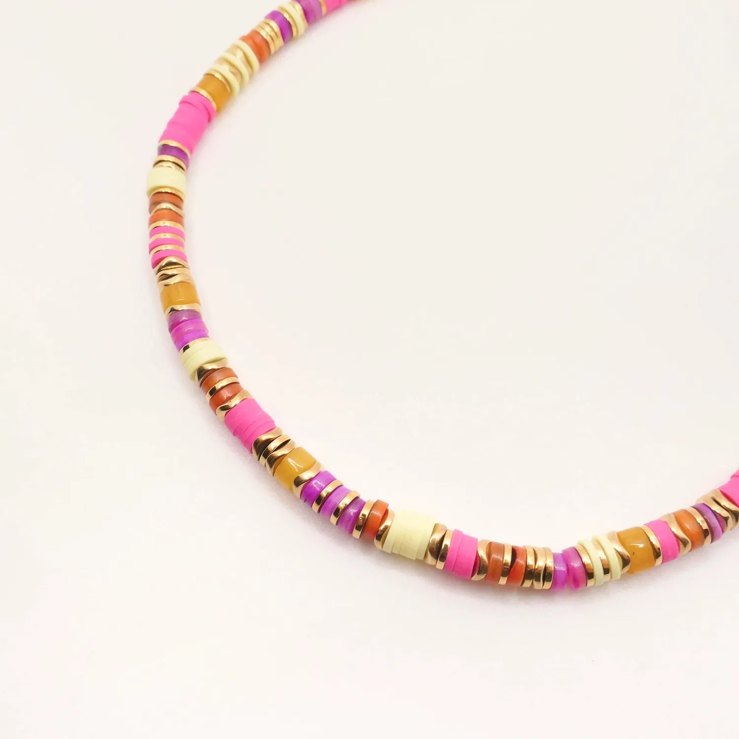 Cloralys Pia collier heishi 38 cm orange rose