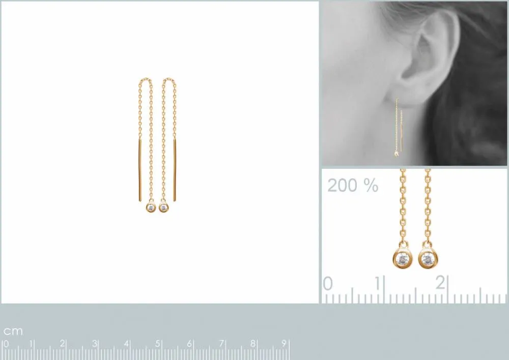 Oriana France boucles chaîne zircon suspendu plaqué or