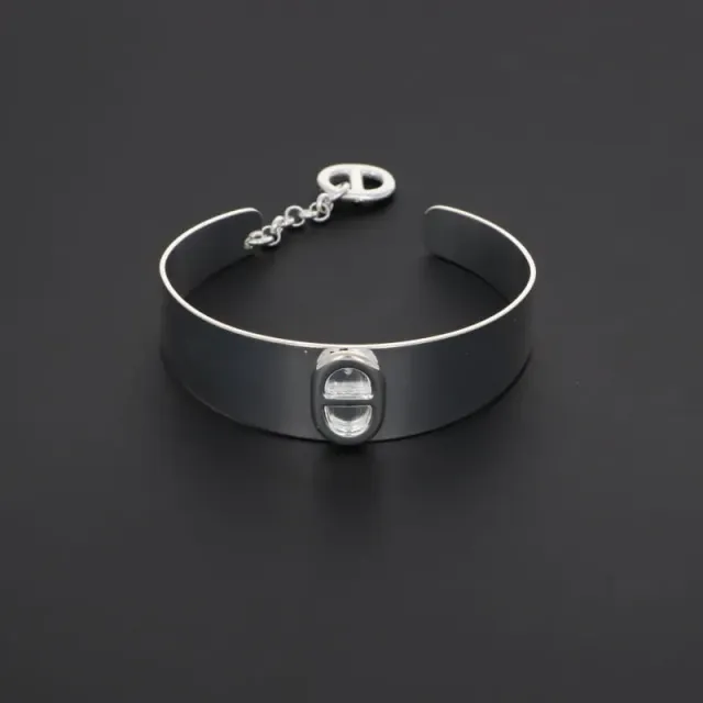 Secret de Cuir N°3 Manchette Marine Bracelet Plaqué Argent