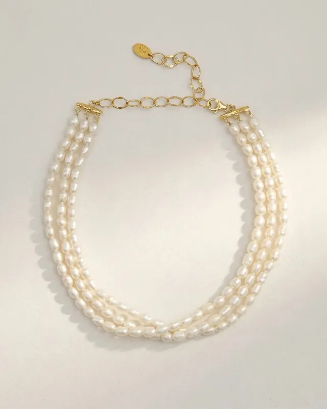 Elise Tsikis Aphrodite Demeter collier perles 3 rangs