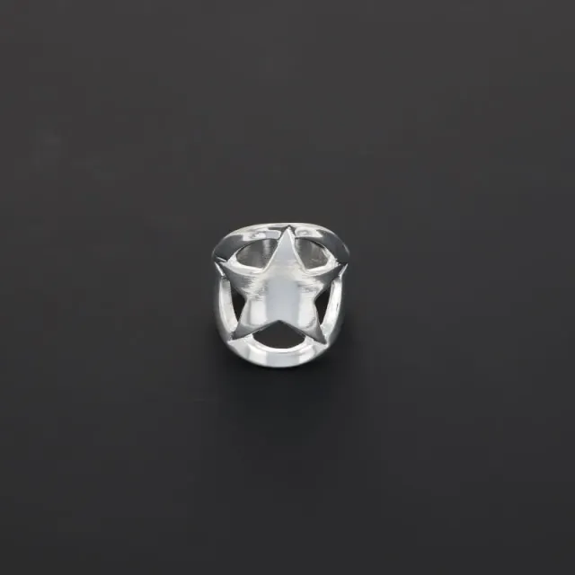 Secret de Cuir N°606 bague étoile argentée