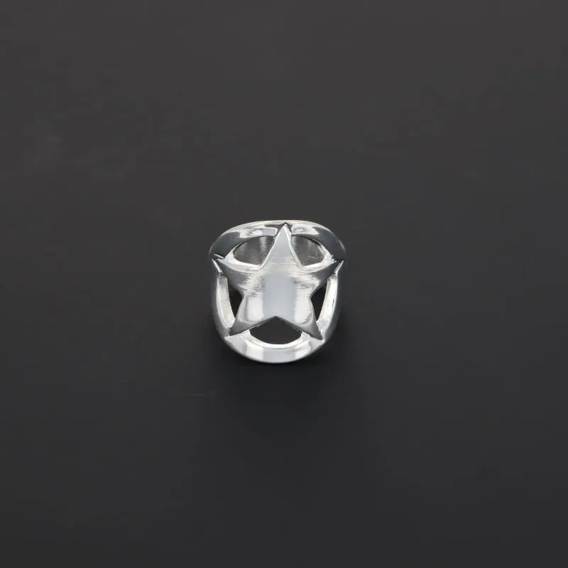 Secret de Cuir N°606 bague étoile argentée