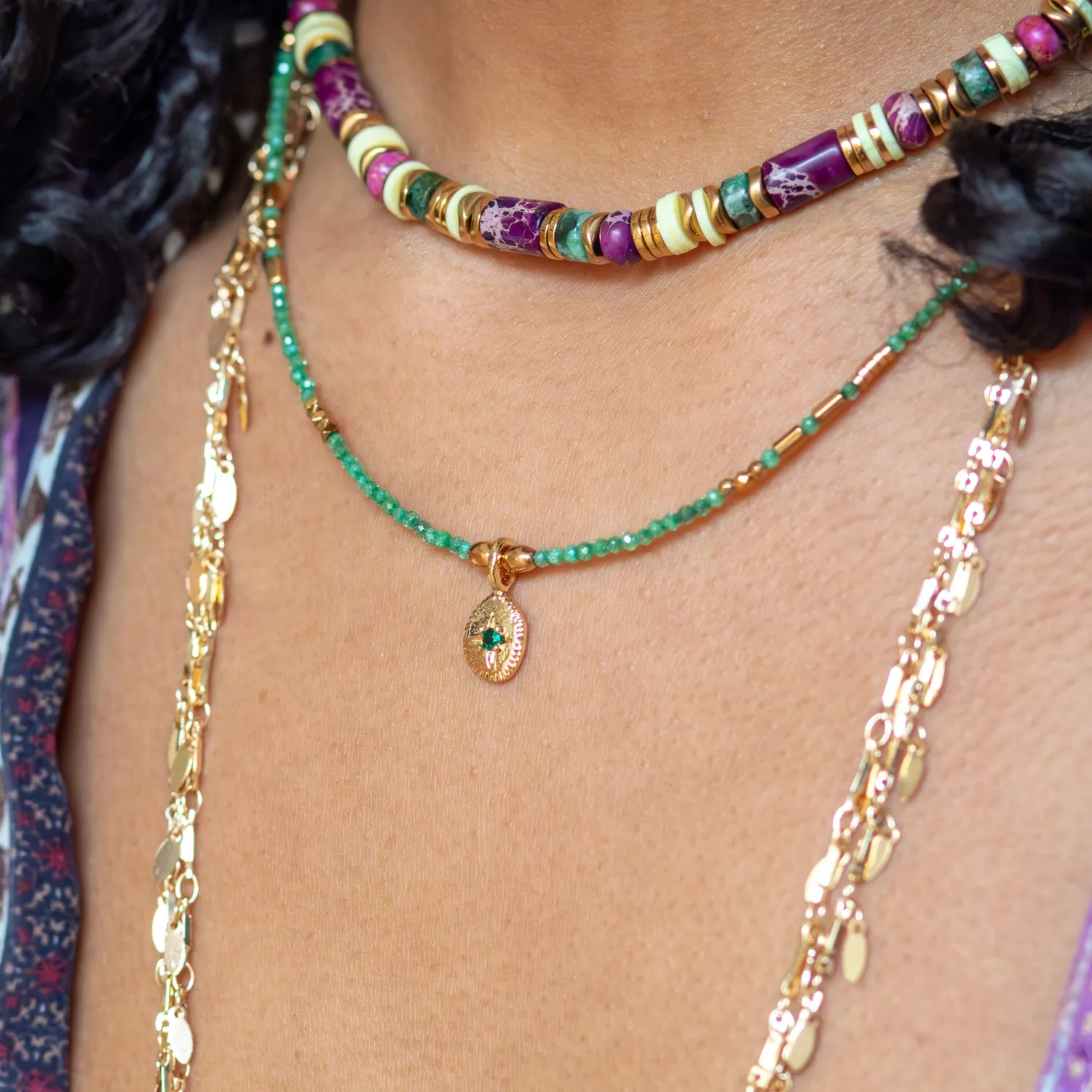 Cloralys Angèle collier turquoise violet 37 cm
