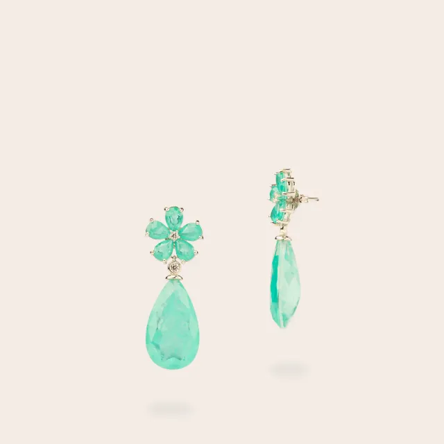 Ultima Edizione Fleur et Goutte boucles pendantes