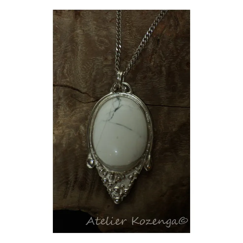 L'Atelier Kozenga Flocons pendentif argent howlite