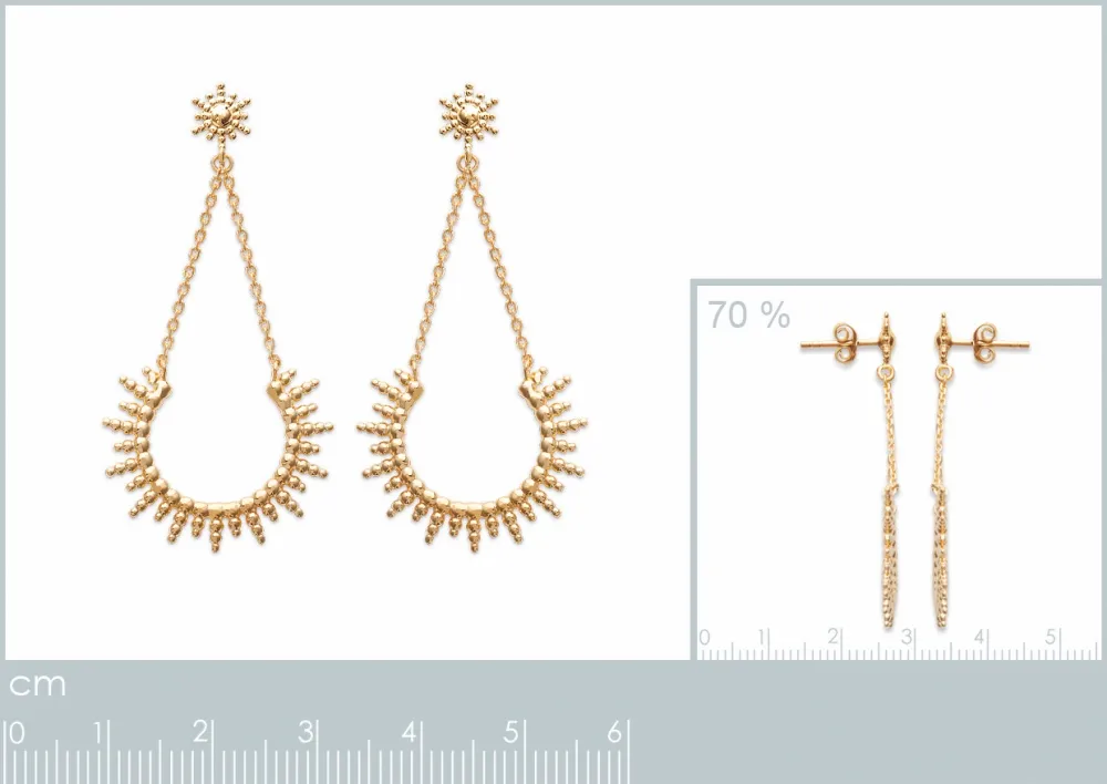 Oriana France boucles pendantes soleil plaqué or