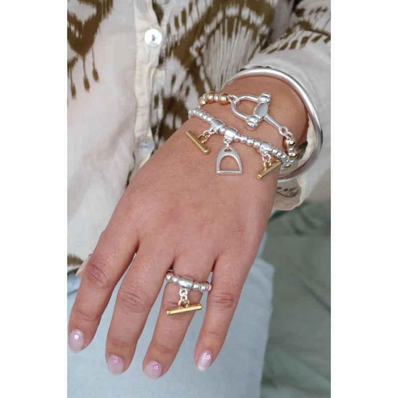 Secret de Cuir N°1617 bracelet perles bicolore élastique
