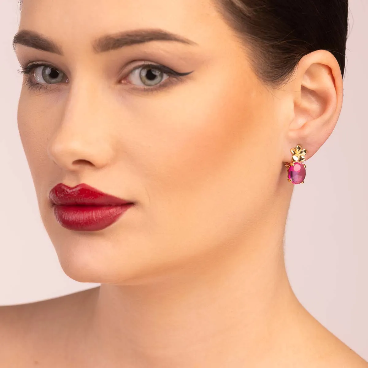 ULTIMA EDIZIONE boucles flower cabochon pierre