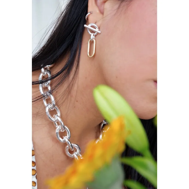 Secret de Cuir N°1604 boucles d'oreilles 455 bicolore